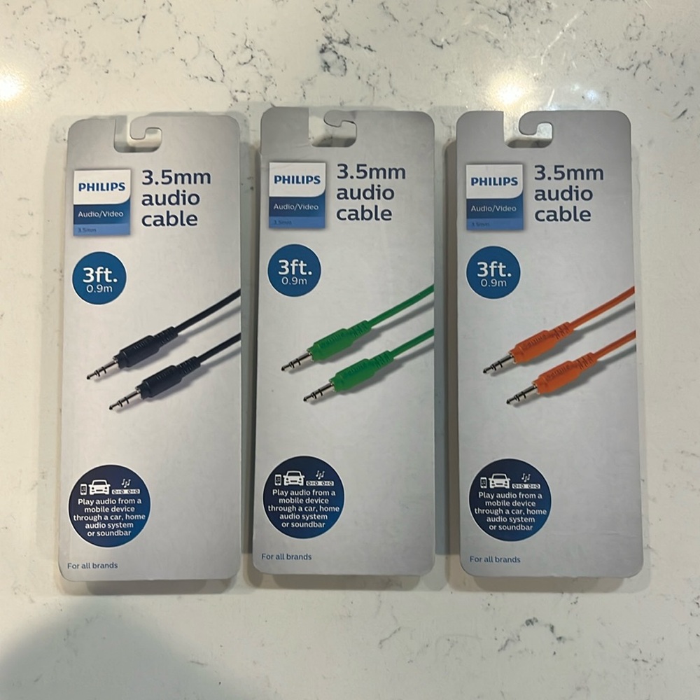 NEW 3 Pack Philips Audio Cable Cords